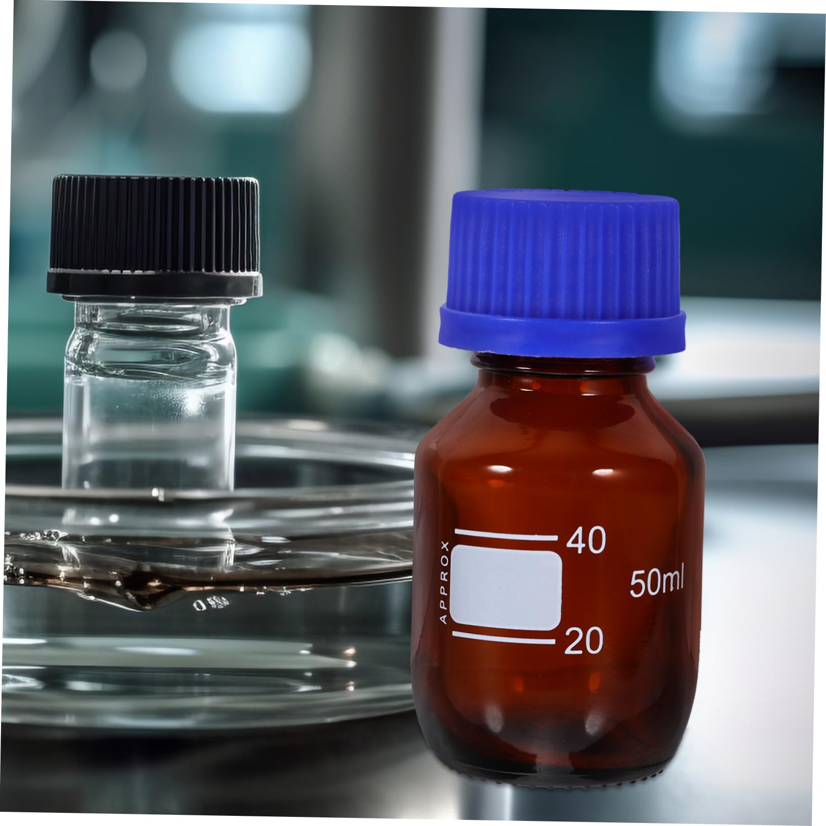 Zerodeko 5 Ensembles Bouteille De Réactif Avec Bouchon Bleu Bocaux De Réactif De Laboratoire Chimique Bouteille De Stockage De Réactif Vide Petite De Réactif 2 pièces * 5