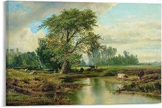 Thomas Moran,View of Burlington, New Jersey, 1856,art Prints,Vintage Art,canvas Wall Art,famous Art Prints Vintage Wall Decoration Famous Oil Paintings for Living Room Classic Artwork Pictures Home De