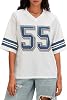 Women’s Y2k Oversized Number Graphic Shirts V Neck Short Sleeve Jersey Top Summer Going Out Tees Aesthetic Clothes