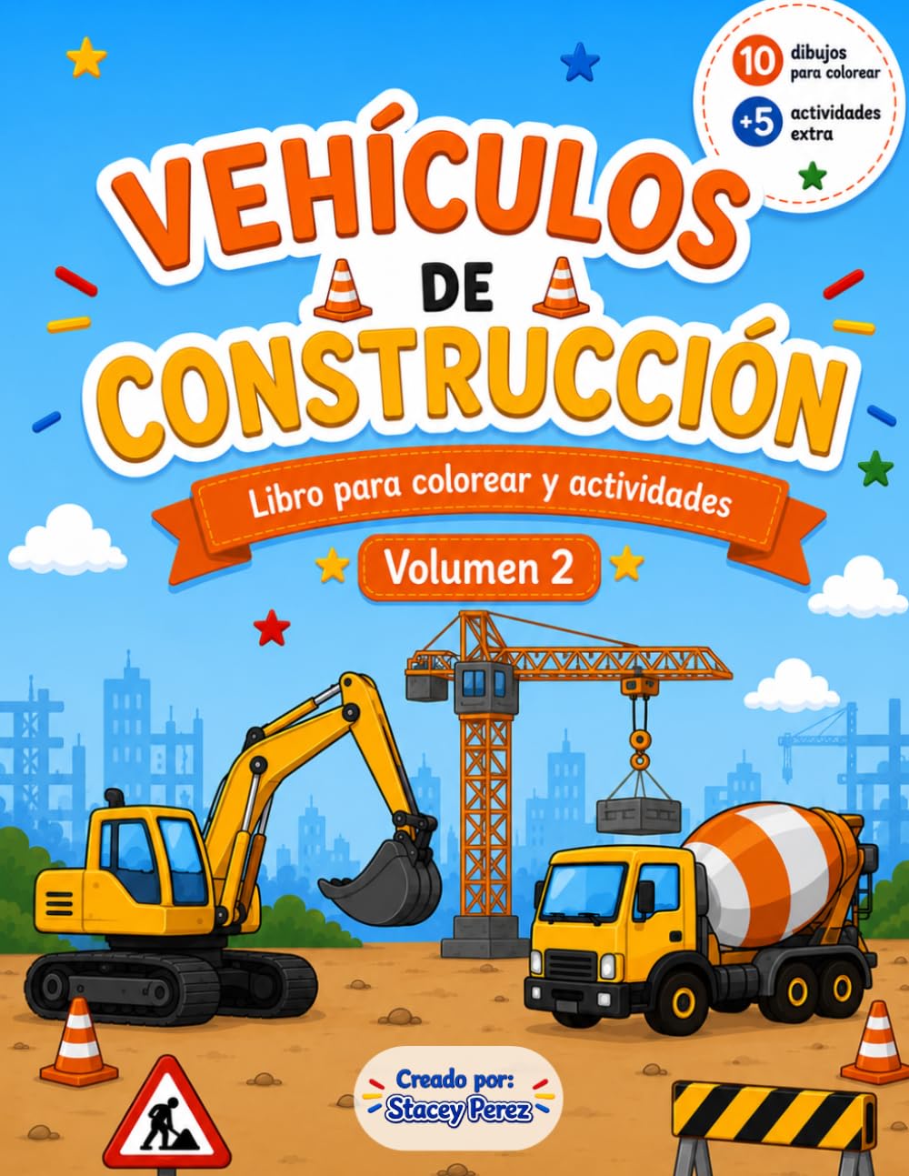 Vehículos de construcción: Libro para colorear y actividades (Vehículos para colorear y actividades)