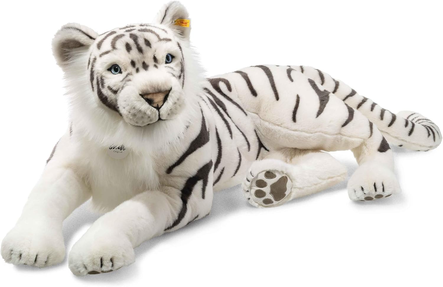 Steiff 075742 Tuhin Tiger Plush Animal Toy, White