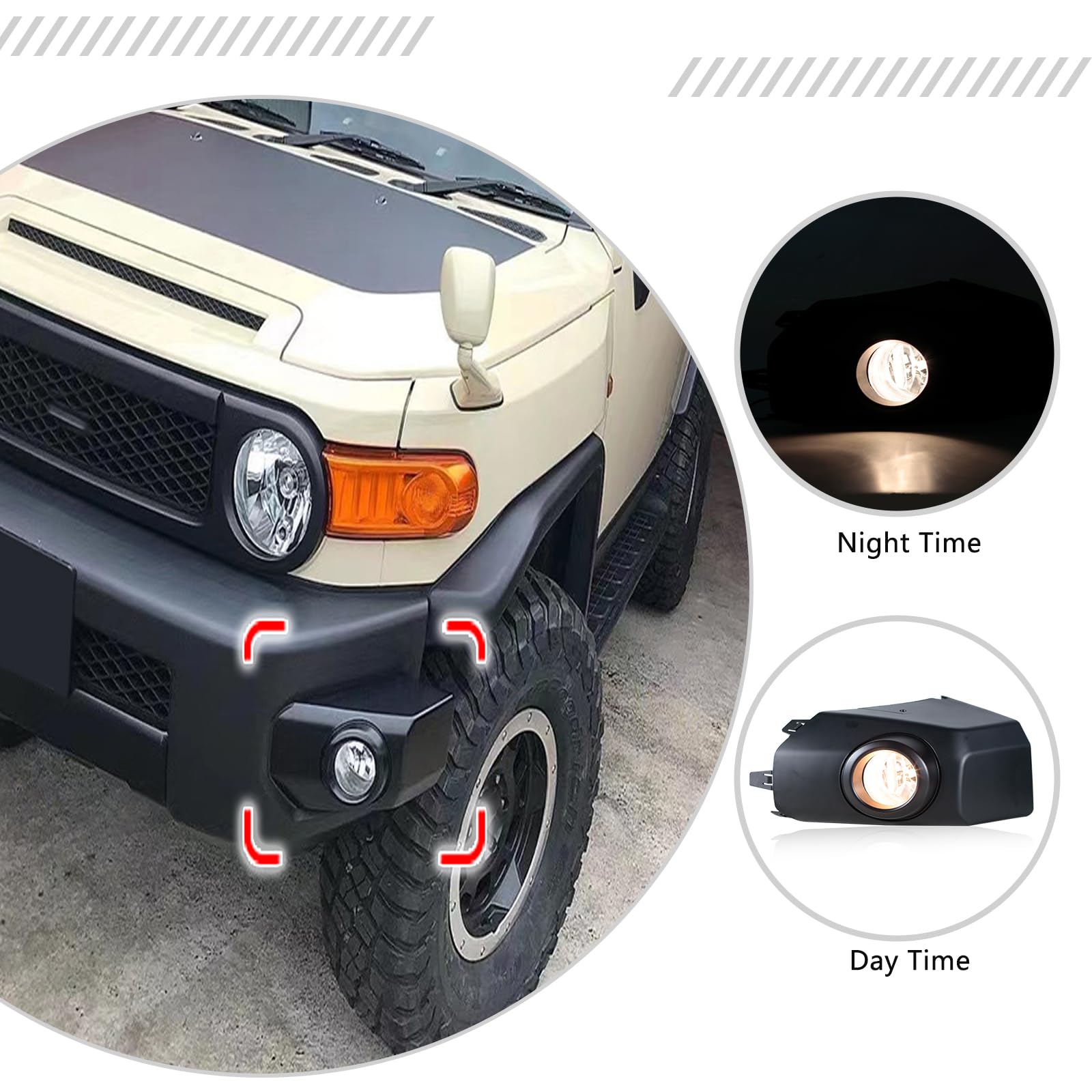 Pair Of Fog Lights With Switch For 2007-2014 Toyota FJ Cruiser – OE Style Halogen, SAE/DOT
