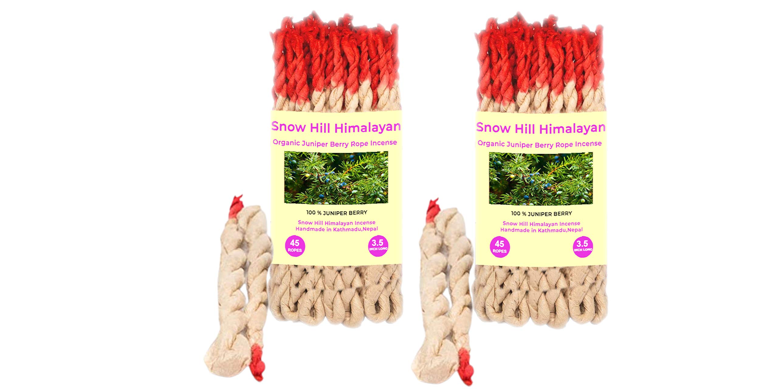 Snow HillHimalayan Aromatherapy Organic Juniper Berry Incense - Handmade in Nepal Contain 41/45 Pcs X 2 Bundal - Used for Aesthetic Reasons Therapy Meditation and Ceremony
