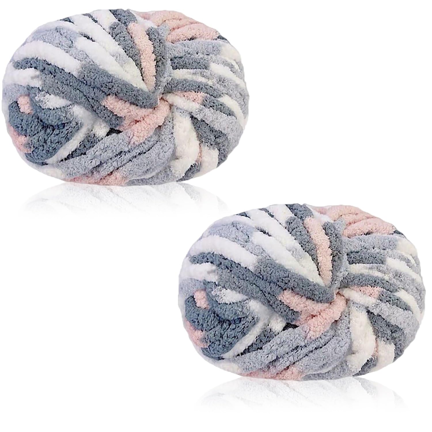 Duscdesp 2 Pack Chunky Yarn for Hand Knitting,Thick Wool Yarn,Chenille Chunky Blanket Yarn for Hats Scarf Blankets Cushion Cat Bed