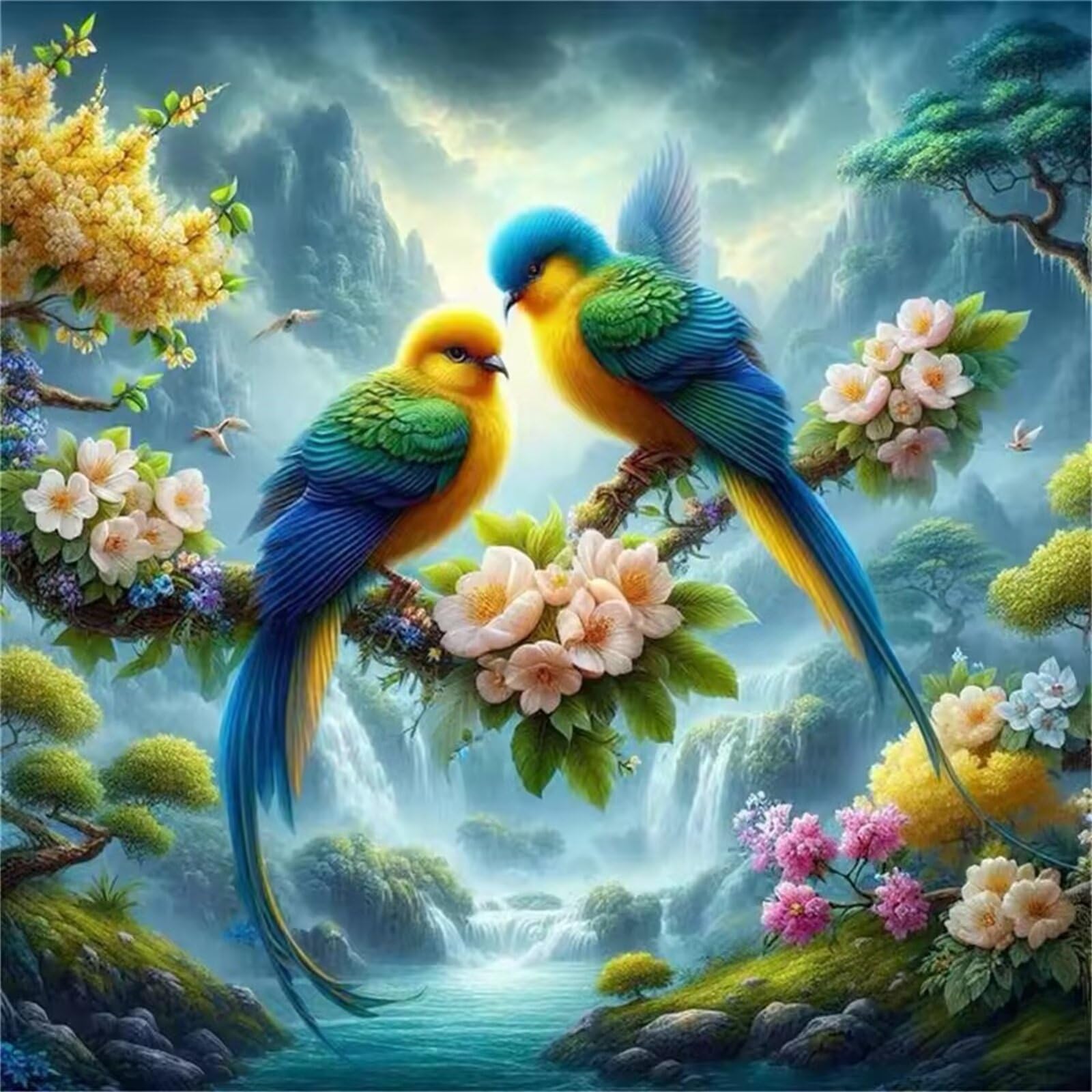 Puzzle 1000 elementów, dla dorosłych, krajobraz, kwiaty, ptaki, klasyczne puzzle układanki 65 x 65 cm, gra zręcznościowa dla całej rodziny, kolorowe układanie, dekoracja domu