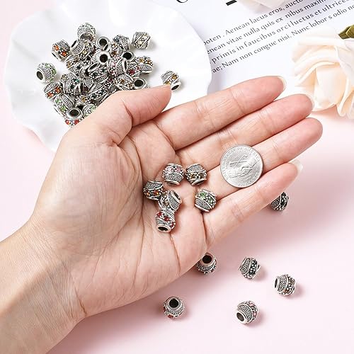 Vista 6 de Beathoven Cuentas europeas de diamantes de imitación tibetanos aptos para hacer pulseras de joyería europea, dijes, collares, dijes de colores Barrel