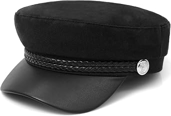 Women's British Flat Top Beret Captain Hat Vintage Navy Sailor Caps