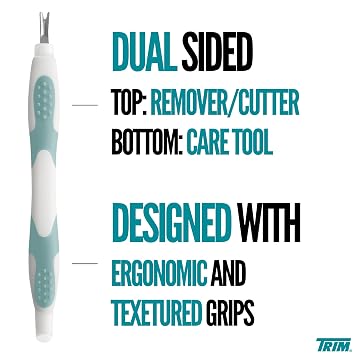 TRIM Easy Hold Cuticle Pusher & Remover, Stainless Steel Manicure Tool | Dual-Ended stainless steel tool, ergonomic non-slip soft-touch grip, for precision nail prep, gel manicure, and cuticle care.