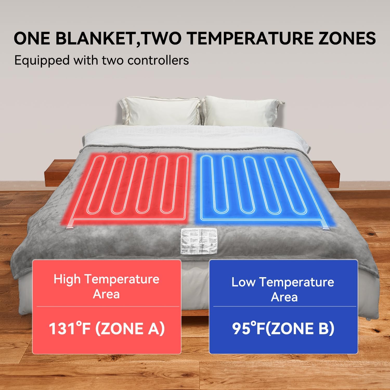 Heated Electric Blanket King Size 90"x100" Anti-Static Flannel and Sherpa Heating Warming Bed Blanket with 10 Heating Levels 12 Hours Auto Off Fast Heating, Grey - Image 3