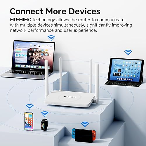 Miniatura 3 de Enrutador WiFi AC1200 Router de Internet inalámbrico de doble banda, velocidad inalámbrica de hasta 1.2 Gbps, puertos Gigabit Ethernet, soporte modo