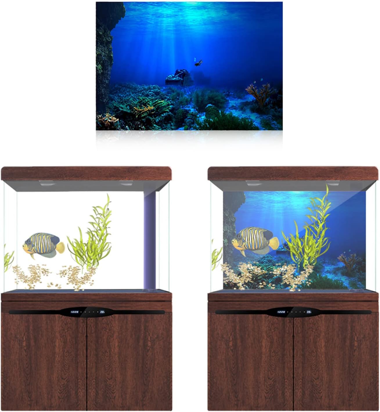 Aquarium Background,Underwater World Backdrop,PVC Poster for Fish,Adhesive Seaworld Background Poster for Aquarium Fish Tank Decoration,Self - Adhesive,for Fish Tank, Aquarium Etc (122 * 61cm)