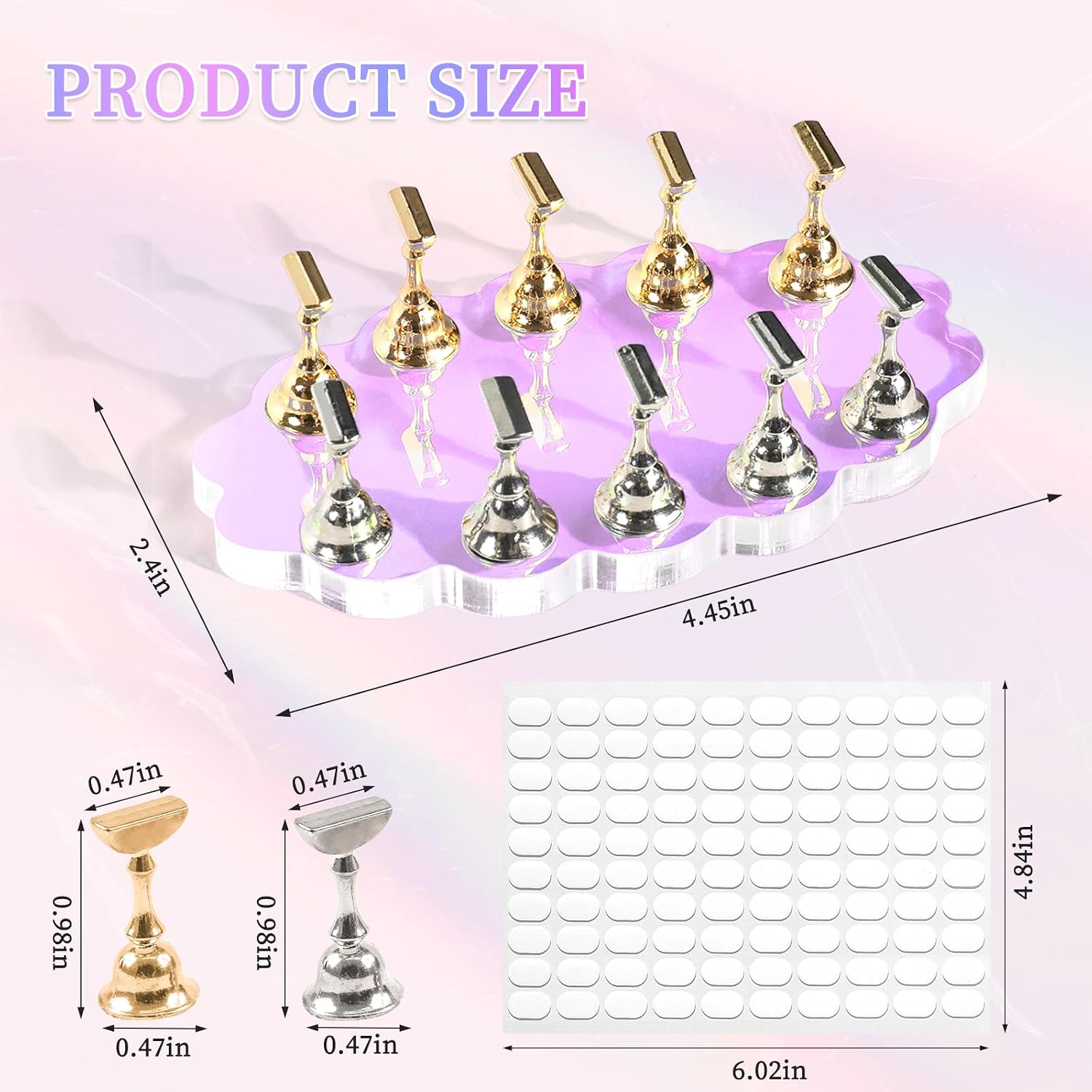 ANGNYA Nail Stand for Press on Nails Display, Magnetic Press on Nail Stand with 200 PCS Reusable Adhesive Tapes, Nail Tips Practice Painting Holder for DIY Nail Art Tools