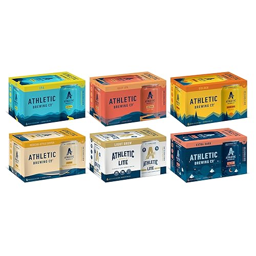 Miniatura 51 de Athletic Brewing Company Craft - Cerveza sin alcohol, paquete de 6 unidades de All Out, Upside Dawn, Run Wild IPA y Cerveza Atletica, baja