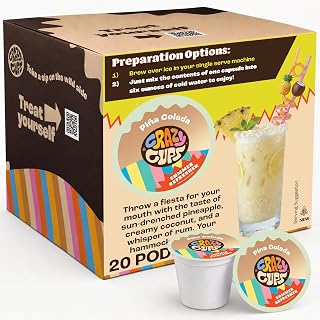 Crazy Cups Piña Colada Iced Refreshers Drink Mix Pods, Tropical Pineapple Coconut Brew Over Ice Beverage Capsules, Single Serve Cold Drink Pods, 20 Count (Pack of 2)