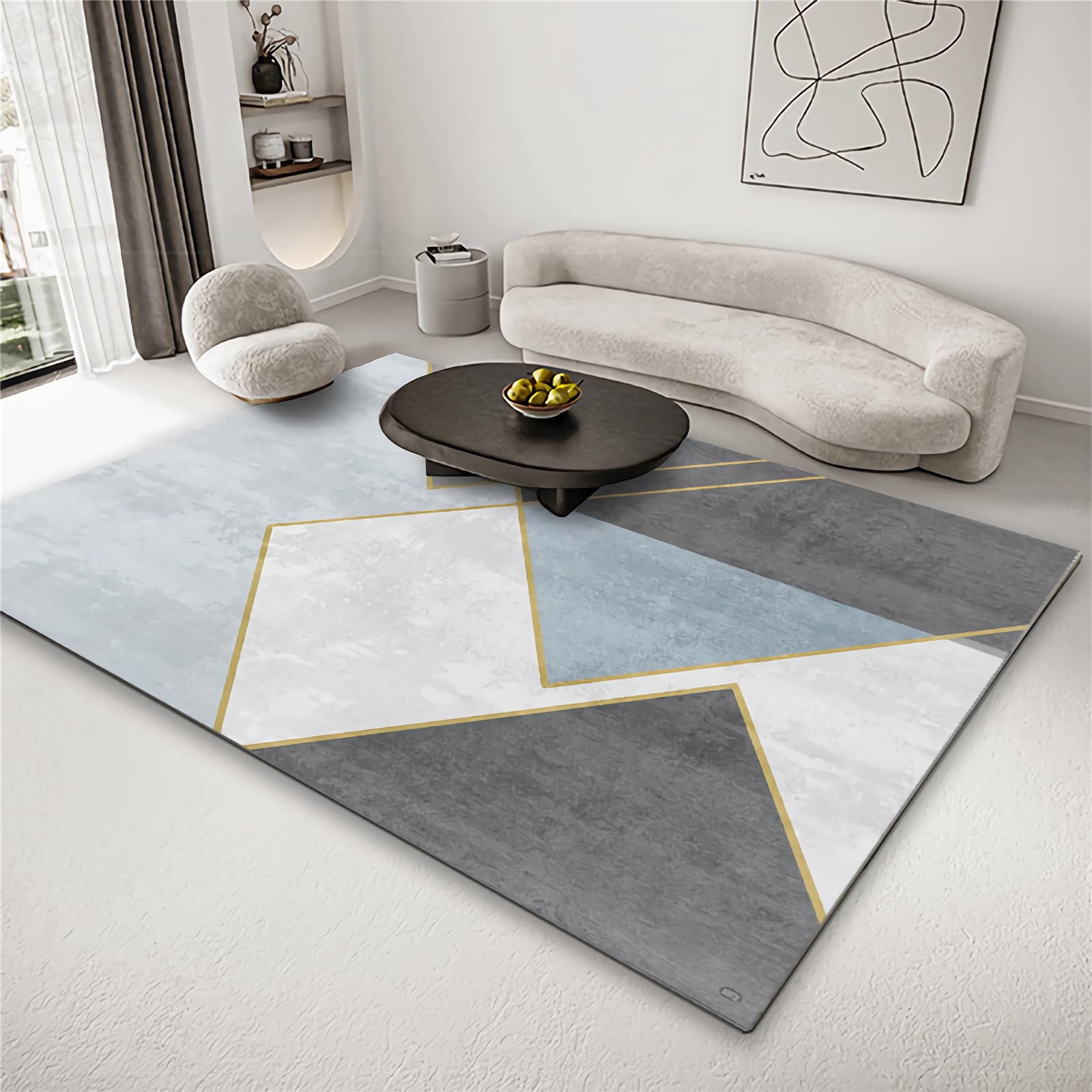 Tapis de cheminée géométrique bleu pour la chambre d'un ado garçon