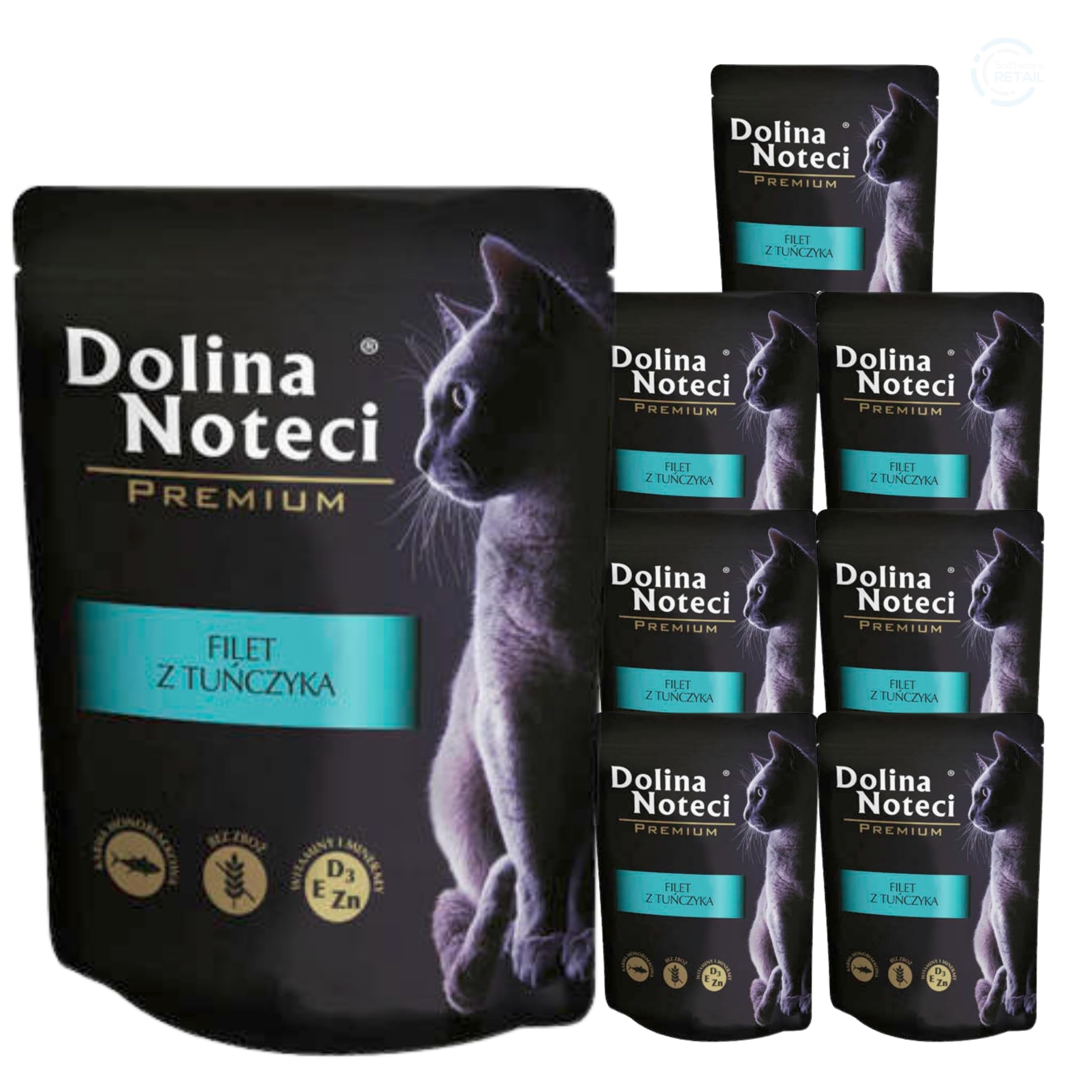 Dolina Noteci Premium Moist & Juicy Wholesome Grain-Free Cat Food - Natural Meat Recipes Enriched with Vitamins & Minerals for Happy, Healthy Cats! (Tuna Fillet, 8x85g)