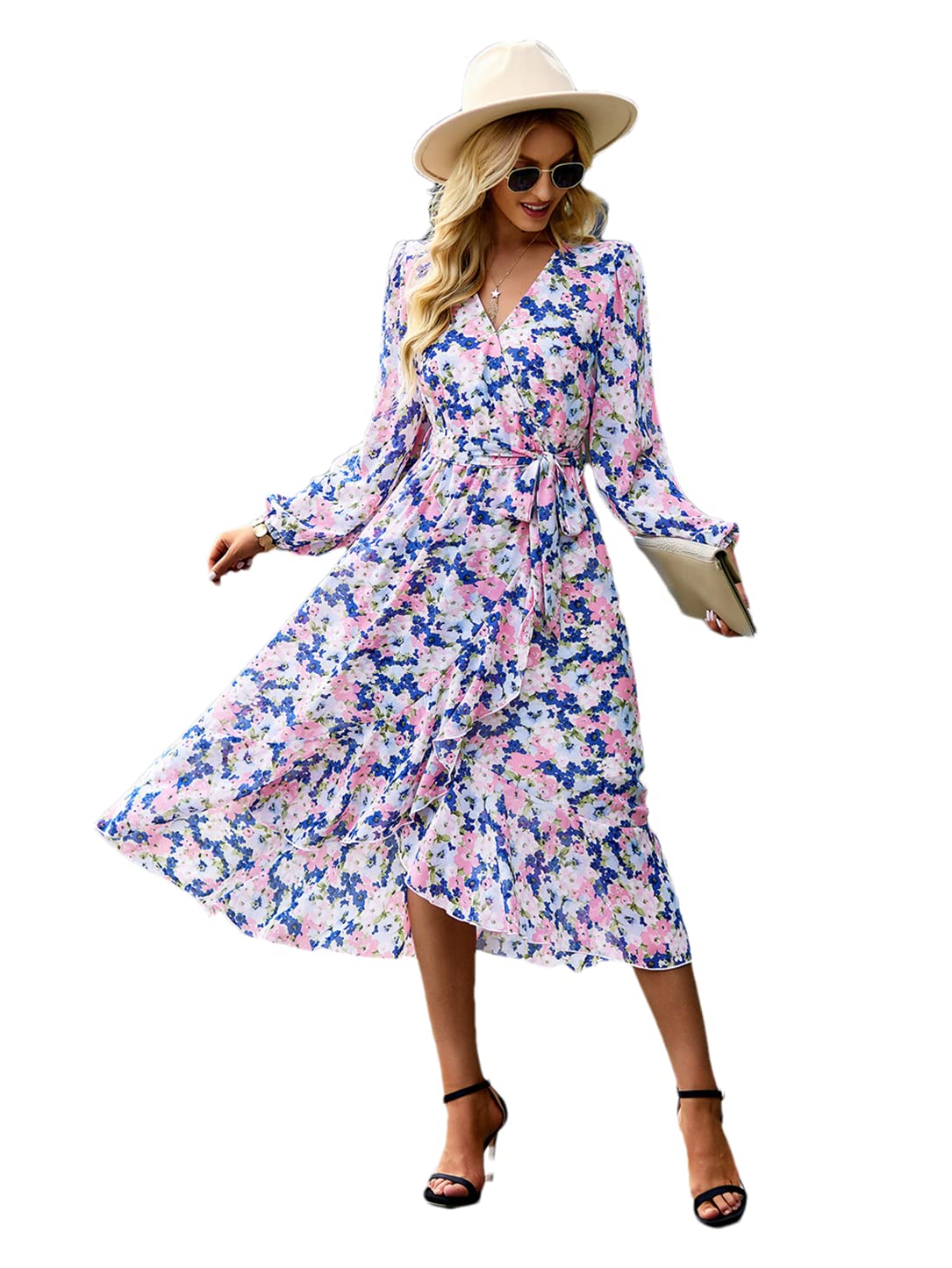 Robe longue à volants et manches lanternes raffinée - 8