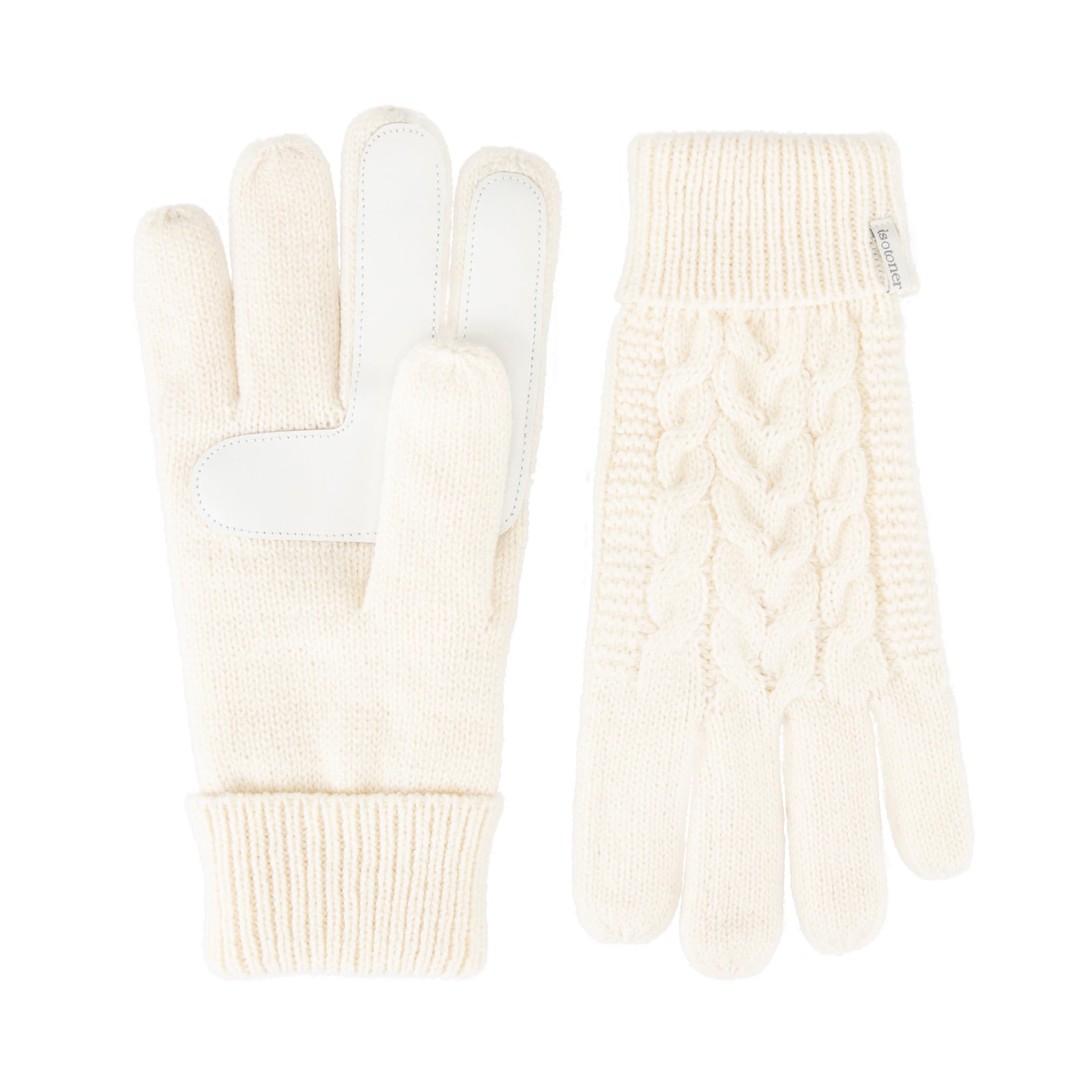 isotoner womens Touchscreen Cable Knit Sherpasoft Gloves