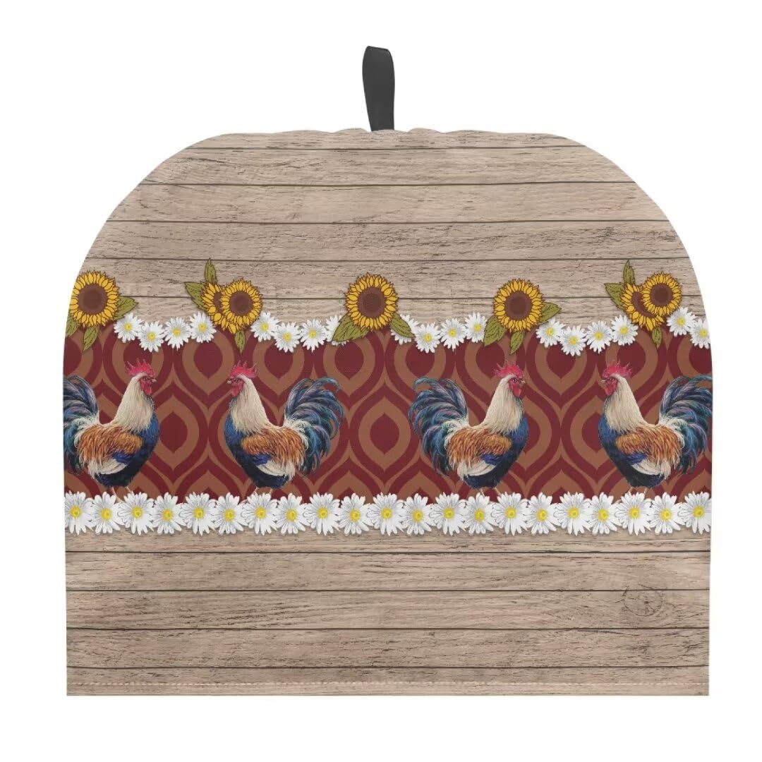 ORGYPET Roosters Tea Pot Cover for Keeping Warm Modern Breakfast Warmer Cover with Drawstring Washable Tea Cozy for Teapot Insulated Kettle Dustproof Cover Home Decor Gift for Holiday