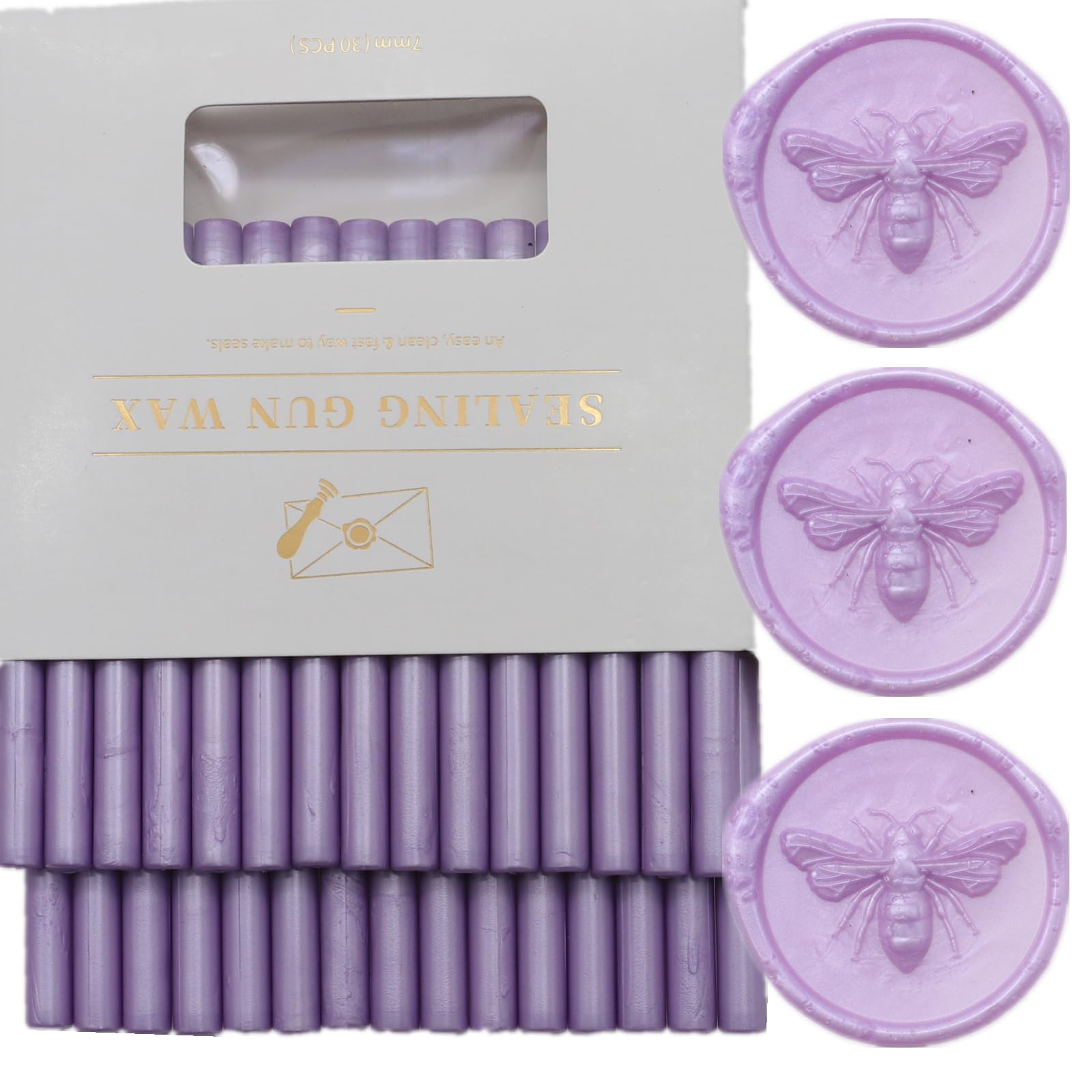 Wax Seal Sticks Lilac Purple, ONWINPOR 30pcs Glue Gun Wax Sealing Sticks for Wax Seal Stamp, Mini Wax Gun Sticks Suit for 0.28'' Glue Gun Great for Wedding Invitations, Letter, Envelope (Lilac Purple)