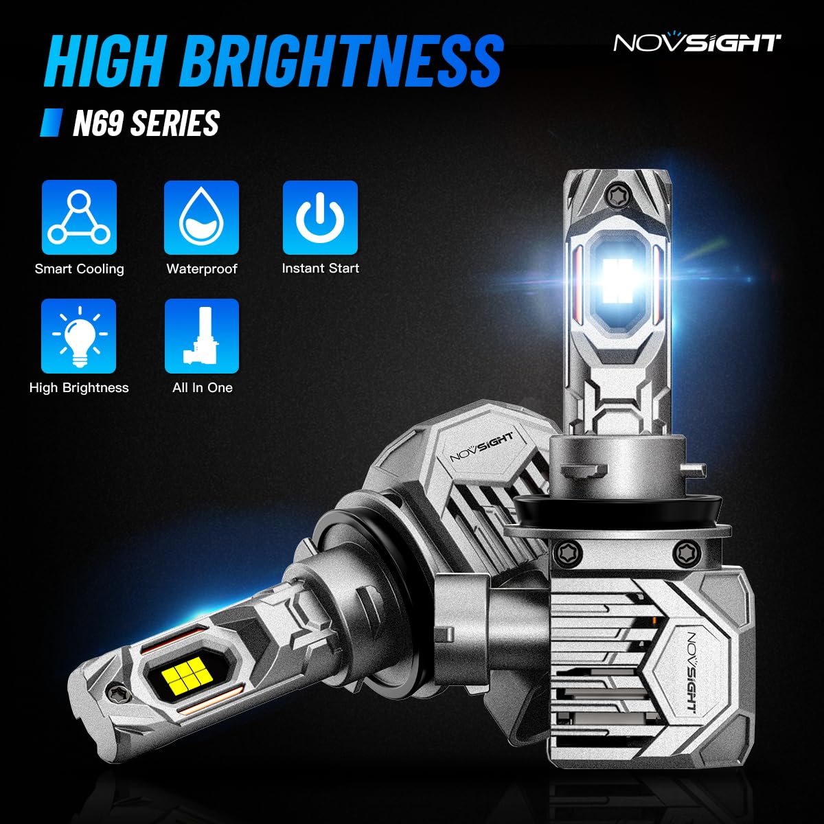 NOVSIGHT H11 LED Lampadine - 30000LM 6500K Luce Bianca Forte 130W 800% Luminosità Kit di Conversione per Fari Alogeni Auto Moto Anabbaglianti o Abbaglianti