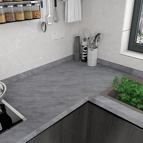 Miniatura 9 de 3YECAO Papel de contacto de hormigón gris oscuro de 16 x 118 pulgadas de grosor para encimeras, papel tapiz de hormigón gris oscuro 3D para despegar