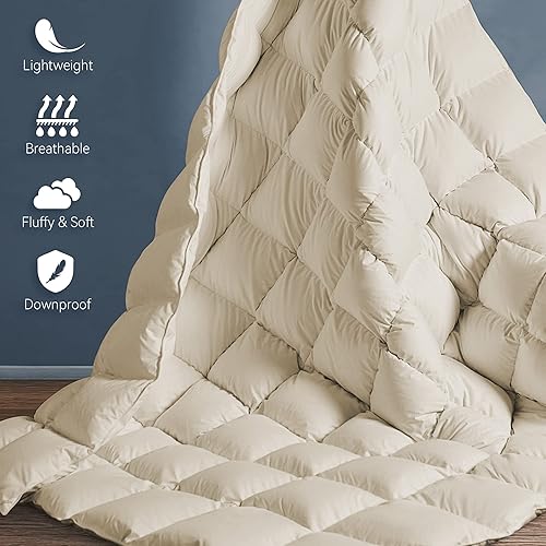 Miniatura 9 de puredown Edredón de plumas de ganso tamaño King de gran tamaño, relleno de edredón de invierno 100% algodón, relleno de edredón de invierno pesado,