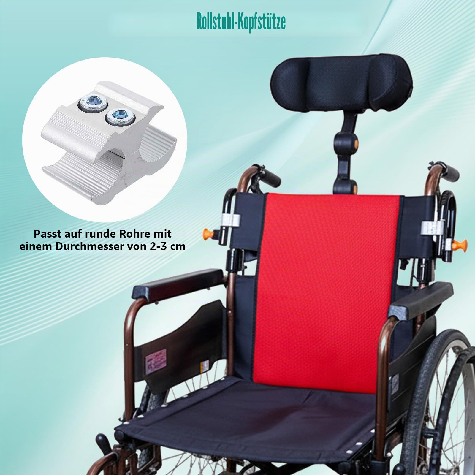 Verstellbare Rollstuhl Kopfstütze – Ergonomische Nackenstütz Kopfkisse für Senioren und Menschen mit Behinderung, Höhenverstellbar 36-49 cm, Breitenverstellbar 30-60 cm, für Universell Rollstühle