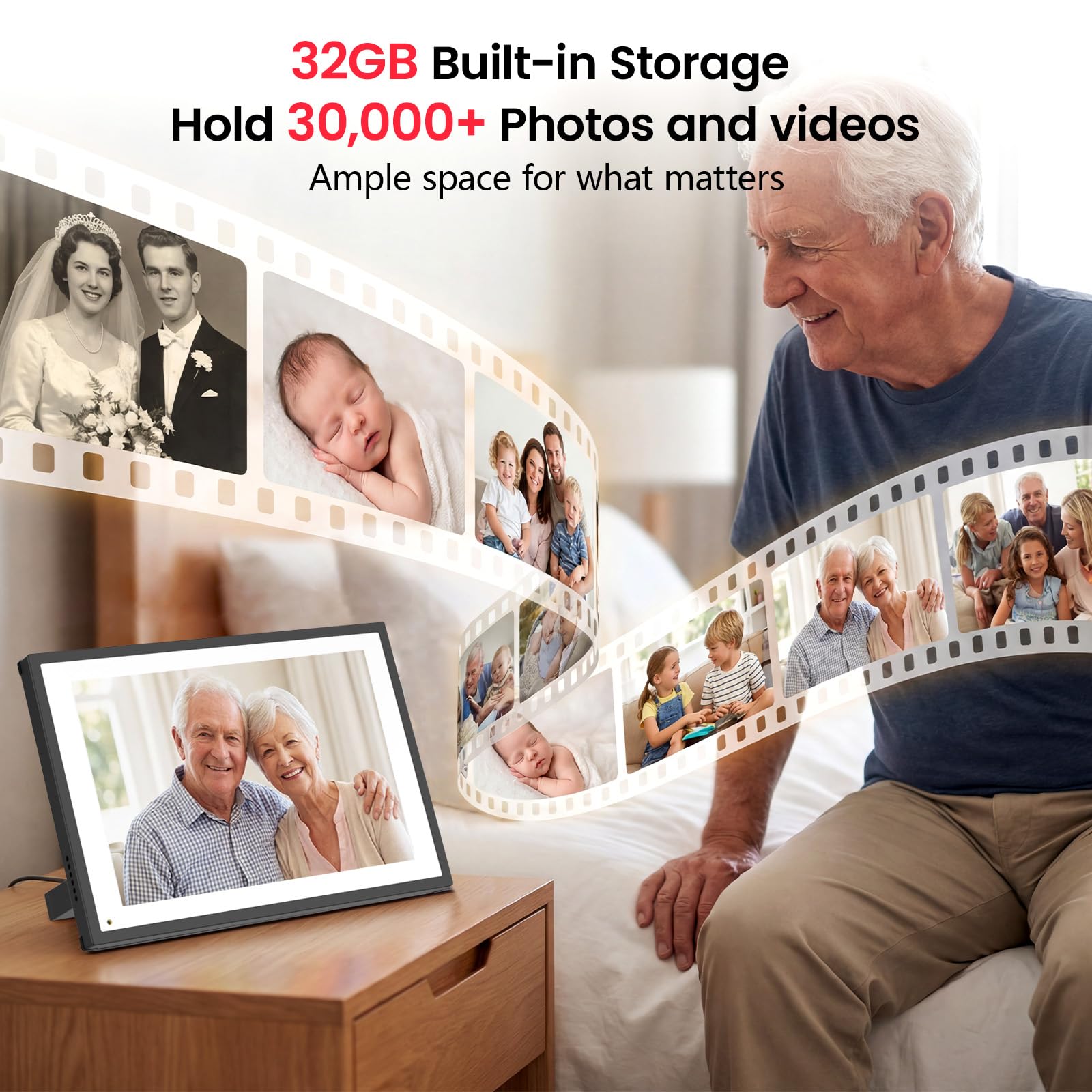 10,1" Digitaler Familienplaner Smart Frame mit App-Sync - Intuitiver Tischkalender (1280x800), Dual-WLAN (2.4/5GHz), Elektronischer Fotorahmen & Mahlzeitenplaner für Familie & Senioren, Schwarz
