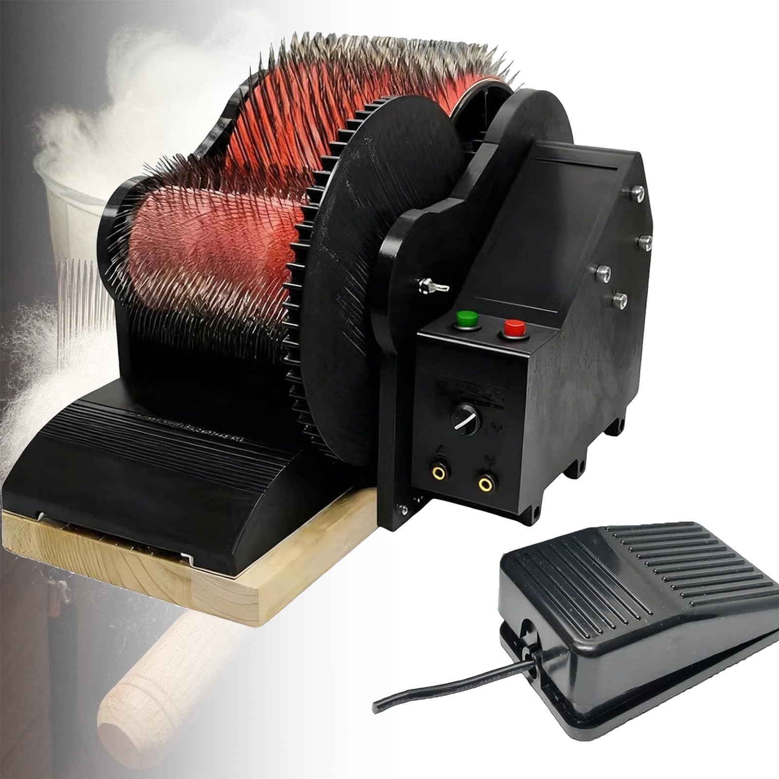 Elektrische Kardiermaschine, Kardiermaschine (Linear), schnelle Farbmischung, mit Fußpedal, einstellbare Vorwärts- und Rückwärtsgeschwindigkeit, zum Gießen von Wollfasern