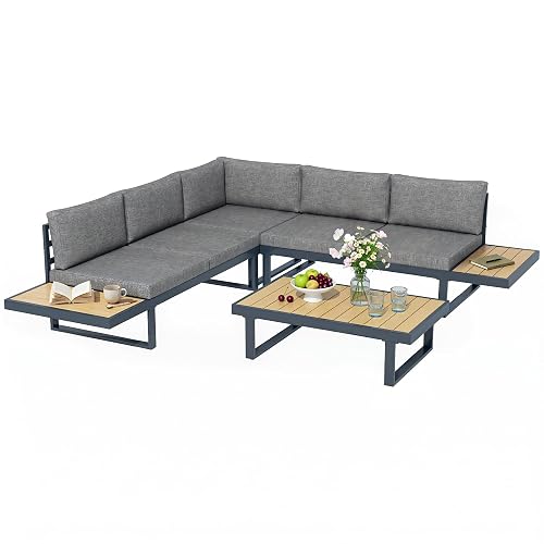 Outsunny Salon de Jardin extérieur d'angle canapé Mobilier de Jardin