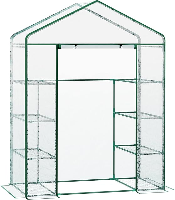 Outsunny Metal Frame Walk in Grow Herb Plant Portable Greenhouse Transparent 143 L x 73W x 195H cm