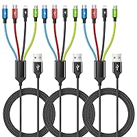 Vista 14 de Travel Essentials - Cable de carga múltiple [2 unidades de 5 pies], accesorios de automóvil, cables de carga 4 en 1, cable USB, cargador de teléfono