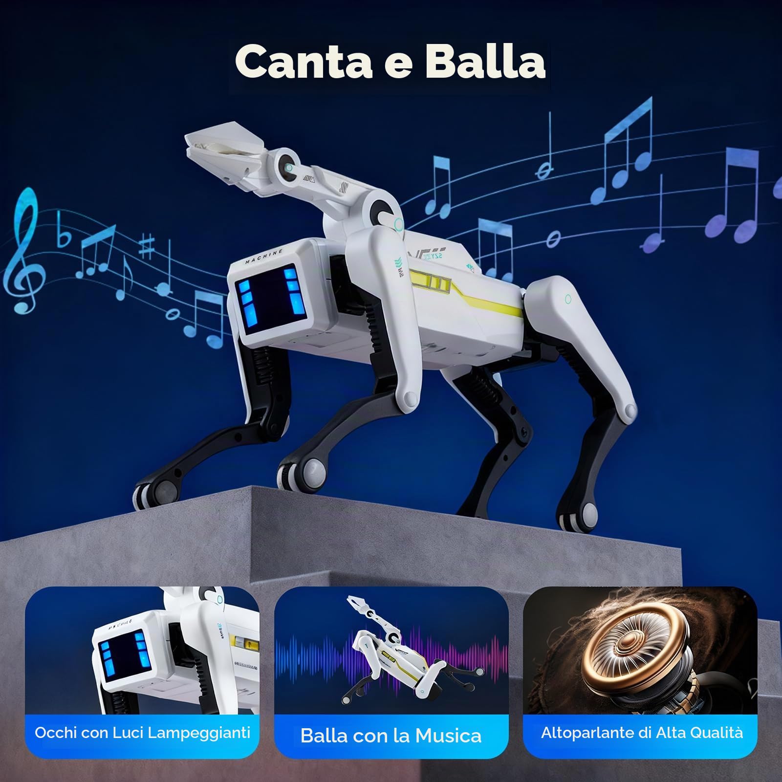 cane robot intelligente telecomando per bambini,pinza a maniche lunghe robot interattivo può programmare, ballare, riprodurre musica e interagire,giocattolo robot per bambini 3+ anni