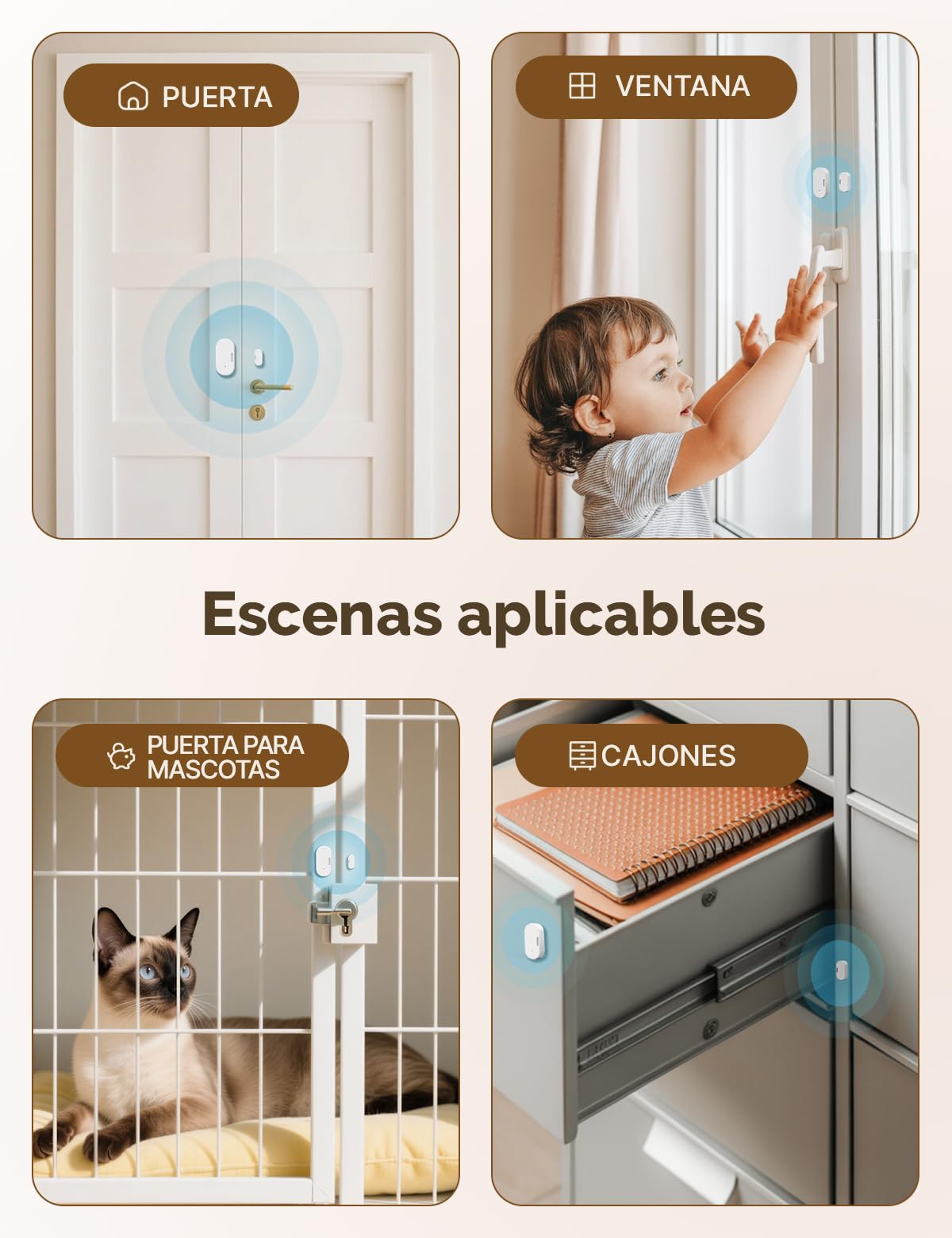 MOES Sensor de Puerta y Ventana Inteligente, Requiere Pasarela ZigBee Tuya, Detector de Luz Inalámbrico para Sistema de Alarma y Hogar, Compatible con Smart Life/MOES/Tuya, 3 Unidades
