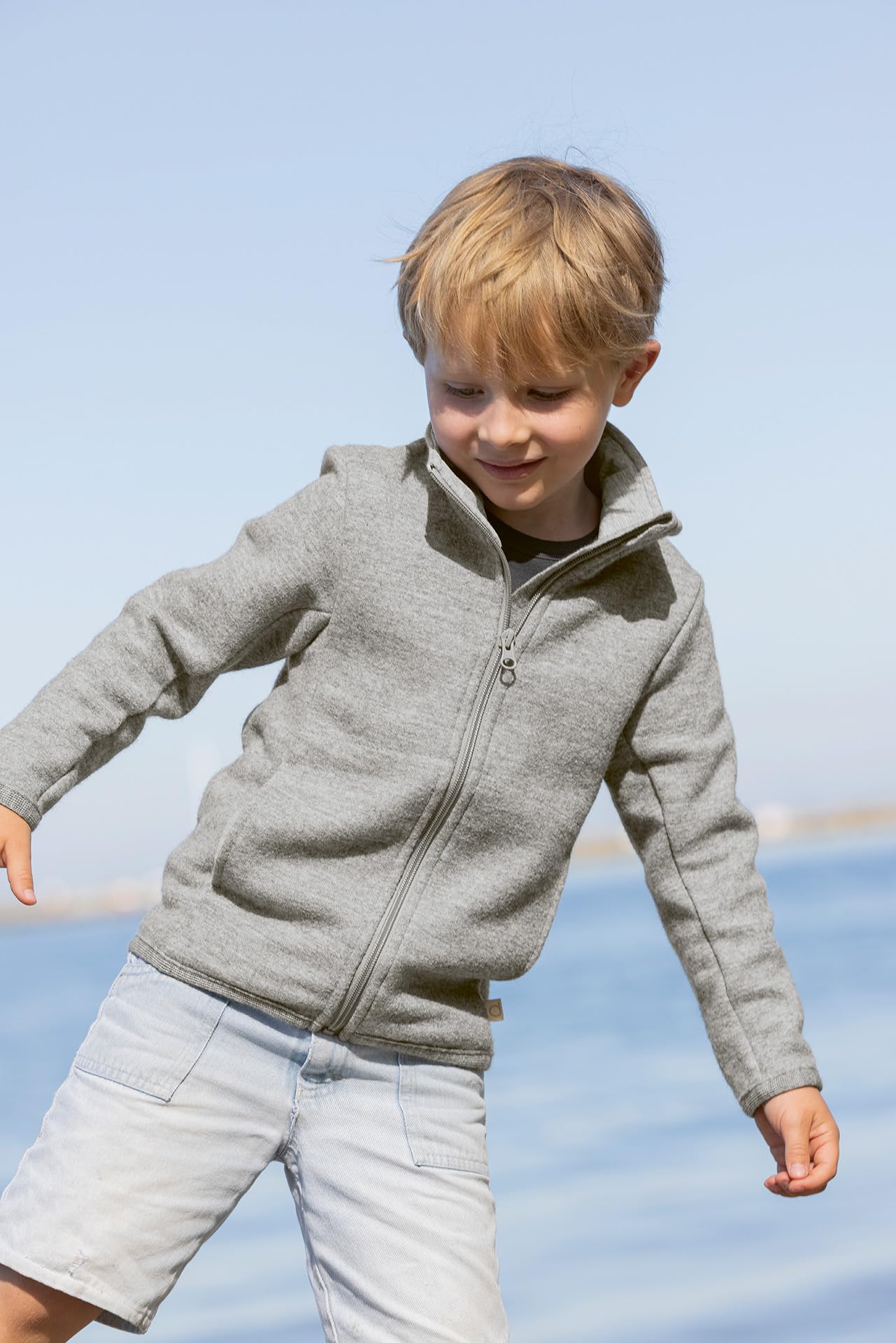 Disana ZIPPER-JACKE Kinder-Jacke Wollwalk Reißverschluss | 100% Bio-Merinowolle | Frühjahr Sommer Herbst | Kinnschutz | Baby Kleinkind Kind Unisex | Made in Germany | GOTS IVN Best