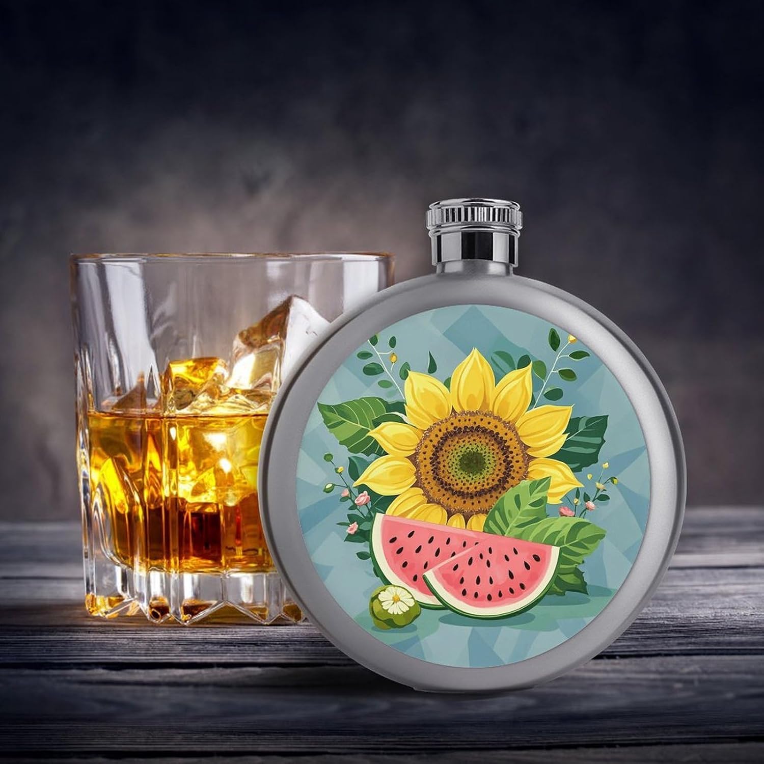 Beautiful Watermelon Stainless Steel Flagon to 5 Oz with Screw Cap,Hip Flask for Men–Whiskey & Liquor Pocket Flask,Alcohol Flagon for Camping Drink Sports Outdoor Wine Bottle
