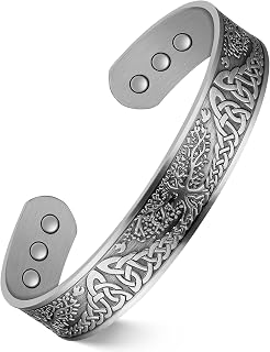 Feraco Pure Copper Bracelet for Men Women, Ultra Strength Magnetic Cuff Bangle for Men Women with 3500 Gauss Neodymium Magnets, 99.99% Copper Life Tree Jewelry, Adjustable