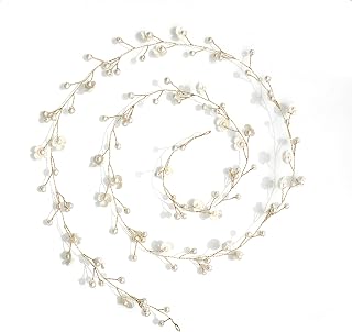 Pearl and Flower Bridal Hair Chain, Long Hair Band Coiling Headpiece for Weddings, Banquets - 1M Length
