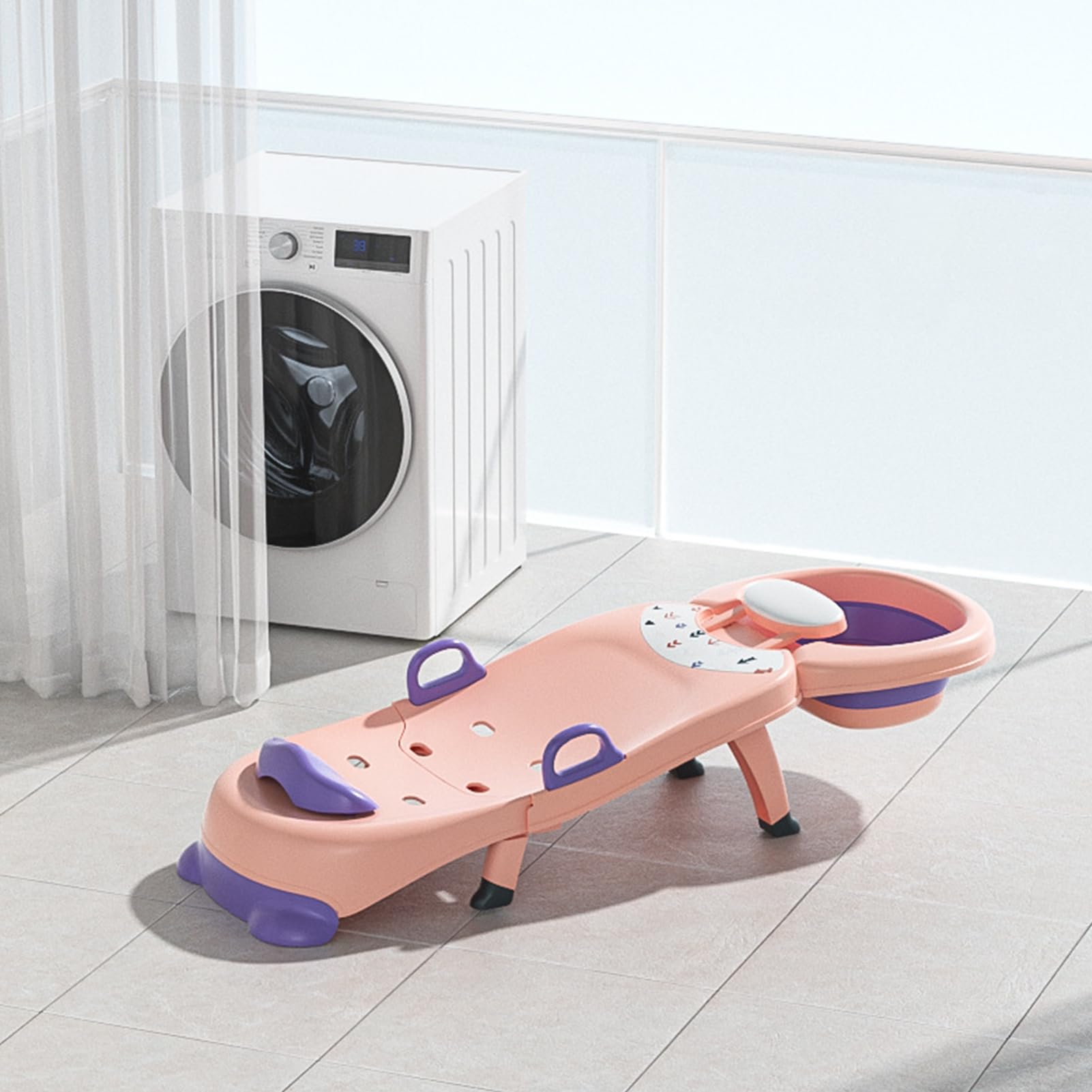 Kinder-Shampoo, faltbar, für Salonsitz, 45,66 Zoll, tragbar, verstellbare | Kopfhalterung, bequemes Reclining-Design für Zuhause, Kleinkinder, Haarpflege-Lösung