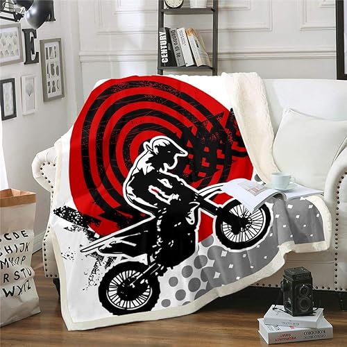 Manta de forro polar 3D para niños, adolescentes, motocicletas, deportes extremos, sherpa, manta de motocross, manta de felpa para motocicleta,