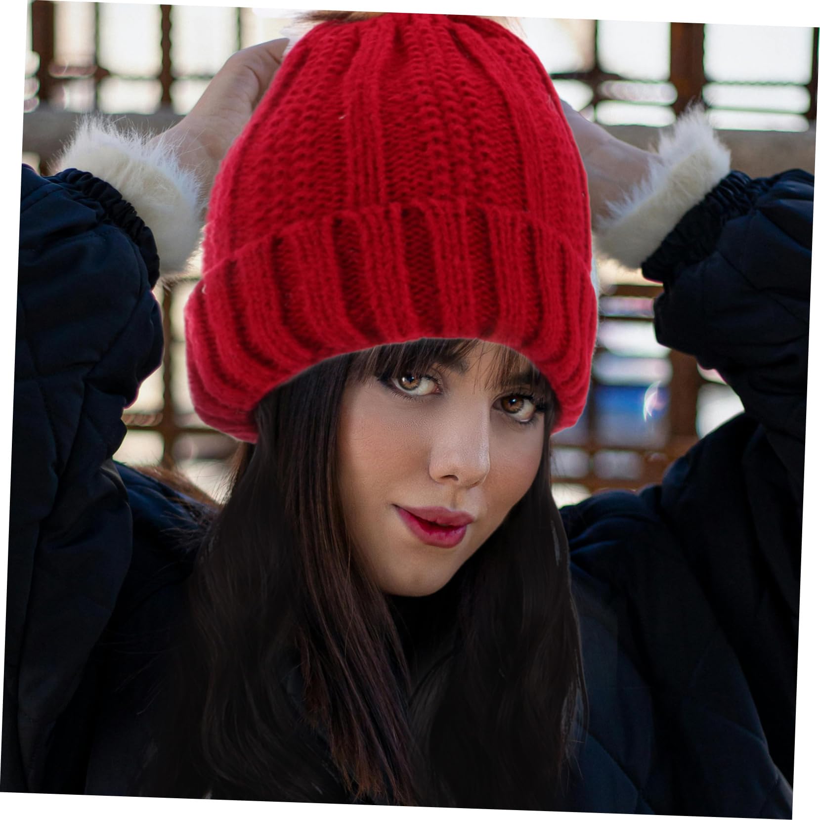 Bonnet Tricoté Hiver Femme avec Faux Cheveux Chapeau pour Fêtes Et Cosplay Bonnet avec Perruque Accessoire Festif pour Noël Et Nouvel an
