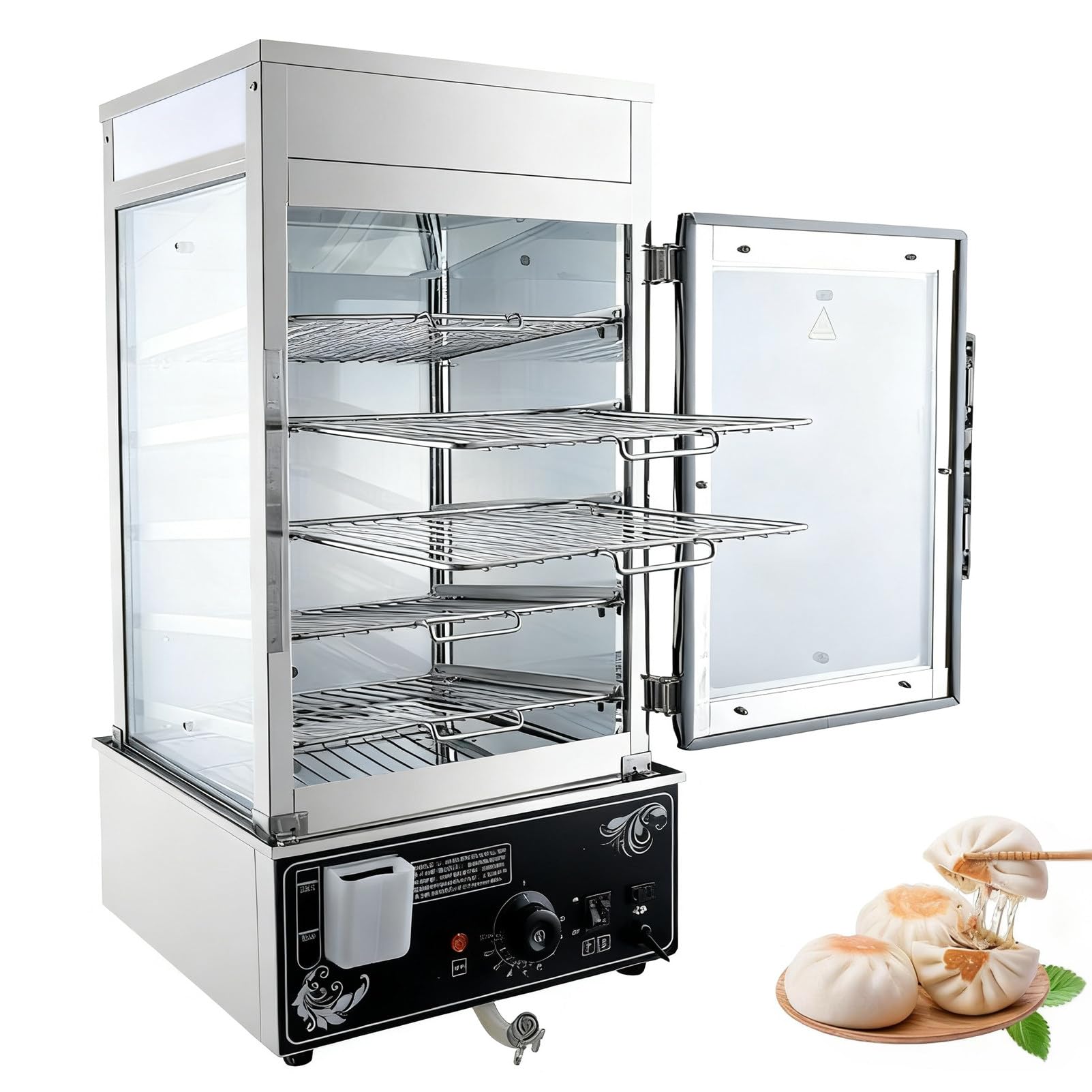 Vaporiera Elettrica Commerciale a 5 Strati, Display Scaldavivande con Controllo Automatico della Temperatura, per Panini, Baozi, Siomai, Mais, Buffet, Chiosco, Ristorante