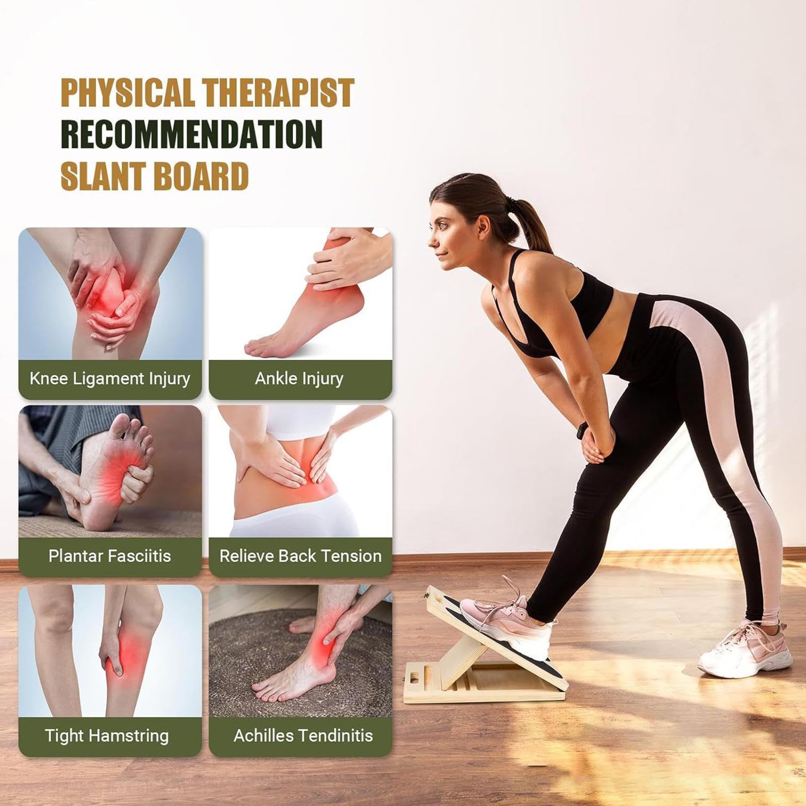 Planche d'Étirement pour Mollets Outil De Fitness Ajustable À 5 Angles