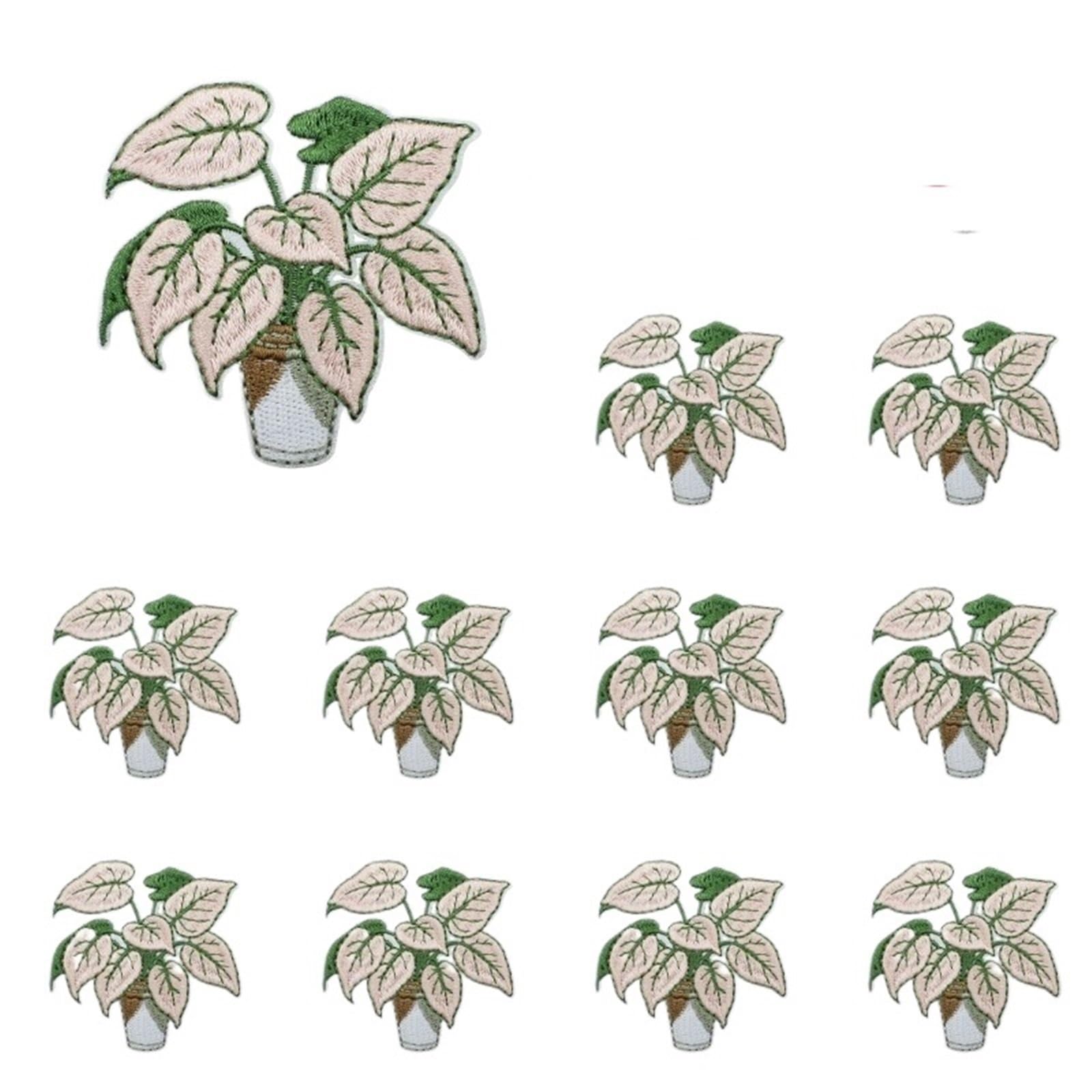 Wtaxbh Color 15 Iron On Patches 12Pcs Embroidered Patches Pack Plant Embroidery Leaf Flower Pot Red Patch Sticker Clothes Set Of Ironing(Color 15)
