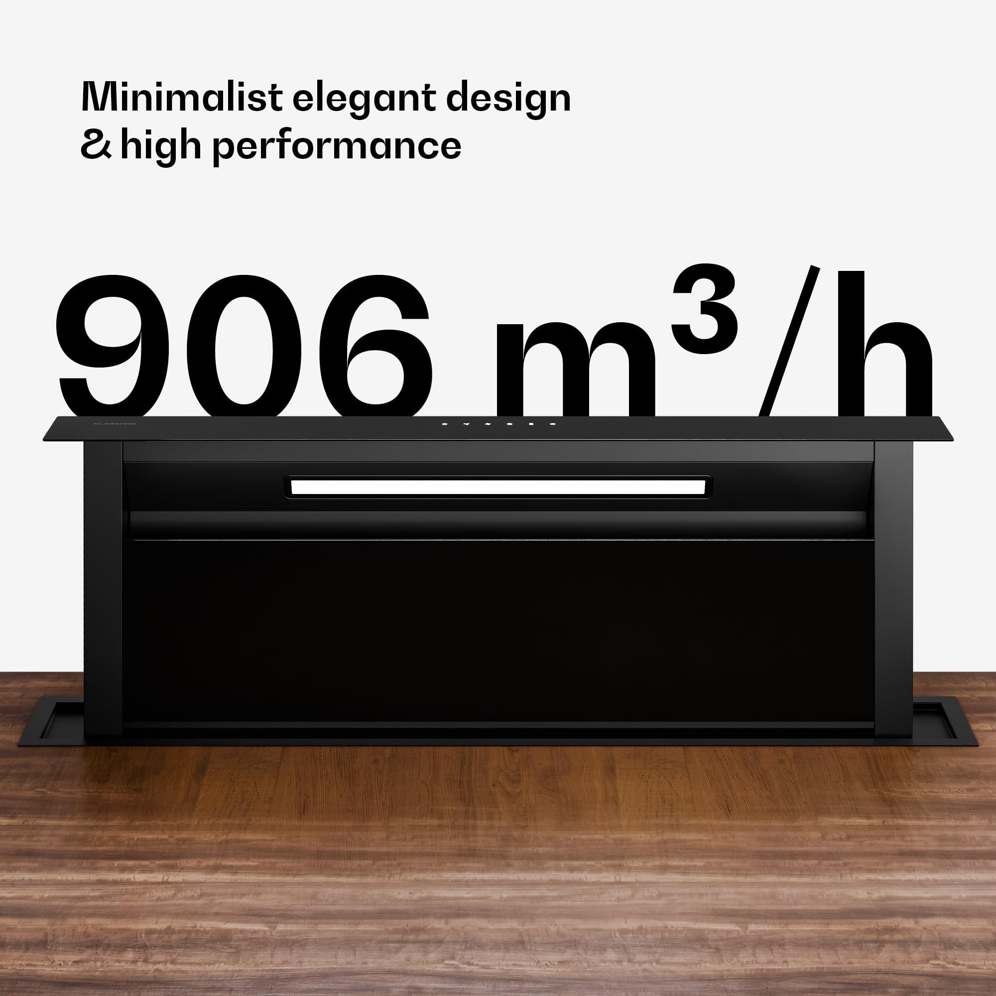 Klarstein Velaire Okap kuchenny 90 cm - A++ Downdraft, przepływ powietrza 906 m³/h, obsługa dotykowa, LED, cichy, filtr nadaje się do mycia w zmywarce, okap kuchenny 90 cm