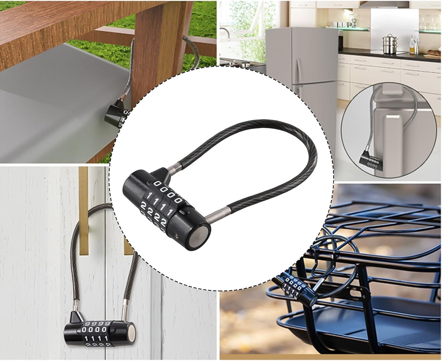 Keyless Steel Wire Lock for Cabinets and Gym Equipment, Reliable Security Solution with Easy to Read Code Wheels