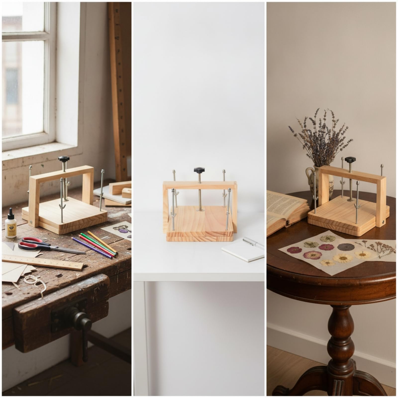 Holzblumenpresse schnelltrocknend Blumenpresse mit Schraubverschluss rechteckig Pflanzenpresse für Bastler, Hobbygärtner, Bastelzimmer