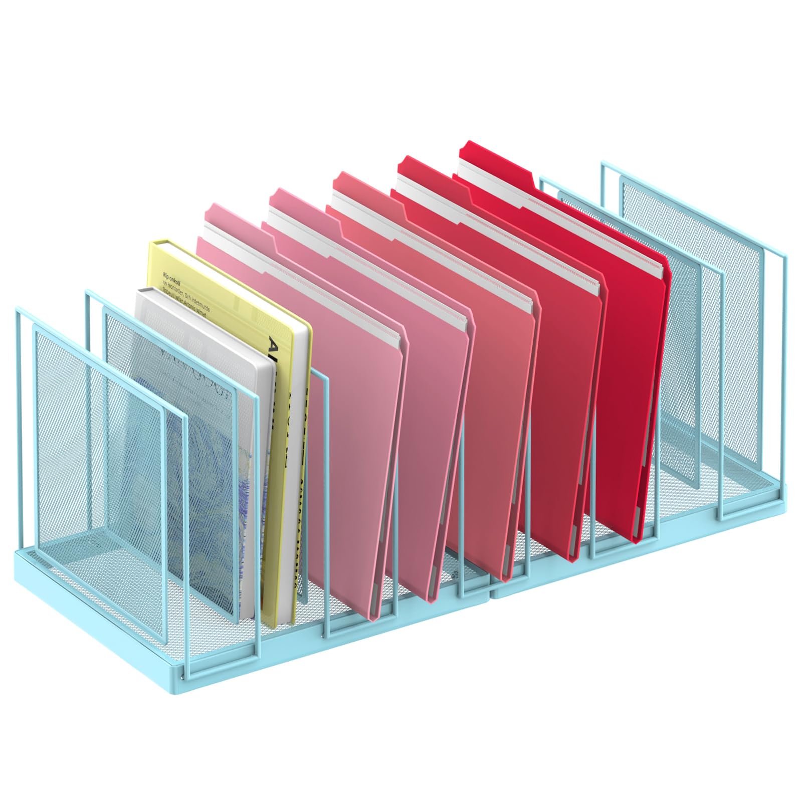 RITOLLO File Organizer for Desk, 9-Section Vertical File Sorter, Paper Holder Organizer Standing Metal File Folder for Office Home Classroom, Blue