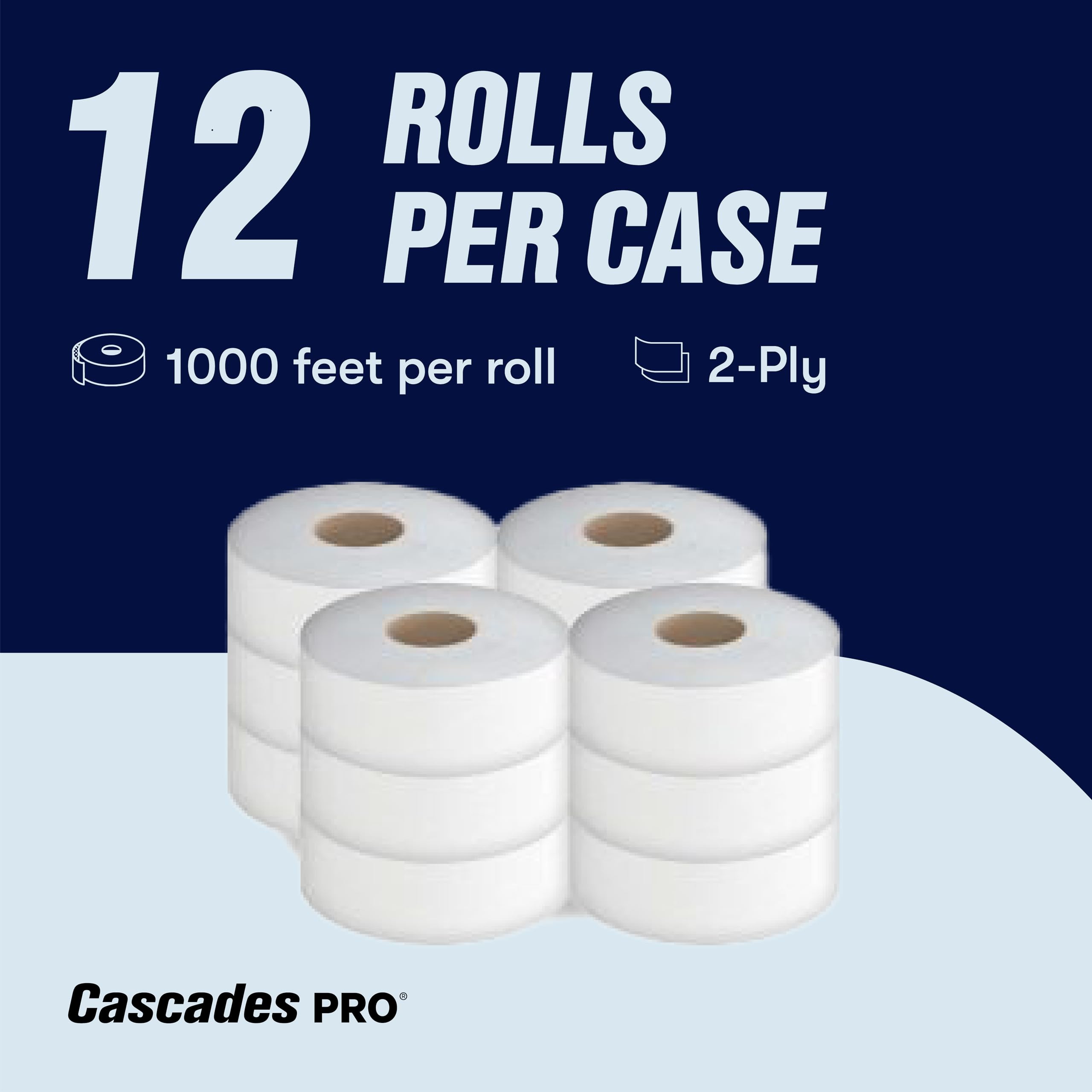 Pro Select – Jumbo baño tejido, 3,3 x 1000 pies, Blanco, 12 rollos/caja